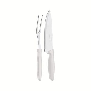 Jogo Trinchante Inox 2 Pçs Plenus Branco Tramontina