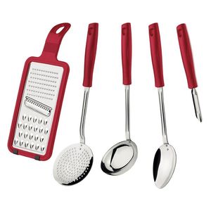 Jogo Utensílios Inox 5 Peças Easy Vermelho Tramontina