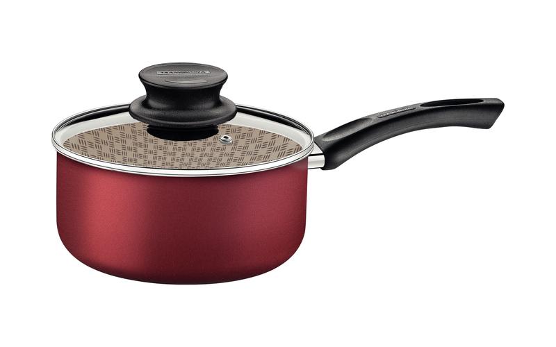 Panela Tramontina Paris em Alumínio com Revestimento Antiaderente Starflon Max Vermelho com Tampa de Vidro 18cm 2,1 L