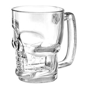 Caneca Skull Mug P/ Cerveja Vidro Caveira 380ml A11,8cm Bohemia