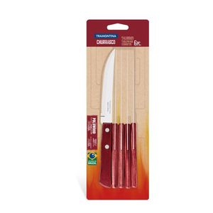 Conjunto de Facas 5" Cabo Vermelho Polywood 6 Pçs Tramontina