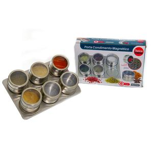 Porta Condimento Magnético  em Inox 6 Peças Dolce Home