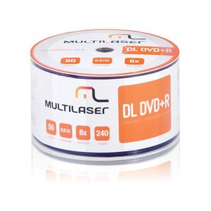 MIDIA DVD R DUAL LAYER VEL. 08X - 50 UN. SHRINK IMPRIMIVEL BRANCO - DV047