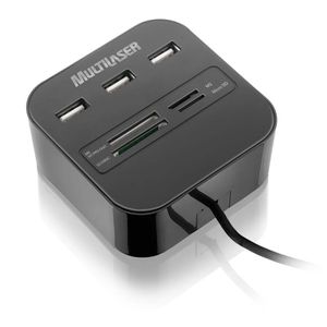 AC.HUB USB 3 PORTAS   LEITOR DE CARTAO UNIVERSAL 2.0 PRETO - AC121