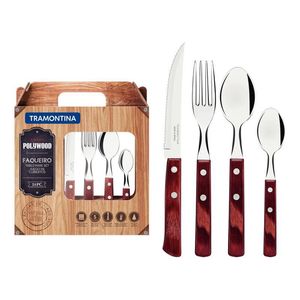 Conj. Talheres Inox 24 Pçs Polywood Vermelho Tramontina