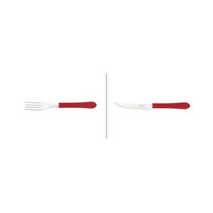 Kit 12 Talheres 6 Facas + 6 Garfos Leme Vermelho Tramontina