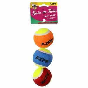 Brinquedo Pet Bola De Tênis Com Apito 3 Pçs 6,3CM Azpr